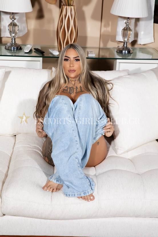 SENSUAL EROTIC BLONDE HOT TATTED TATTOO LONG HAIR SEXY LATIN TOP VIP CALLGIRL VISITA ESCORT IN ATHENS GRAZIE